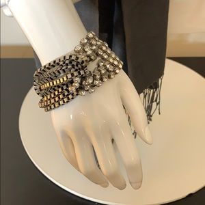 Silver tone crystal box chain twist bracelet